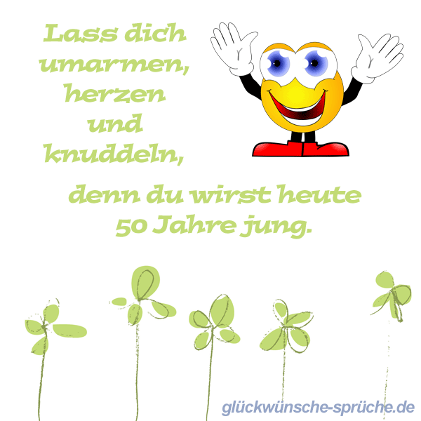 Glückwünsche zum 50. Geburtstag, lustige kurze Wünsche für Karten